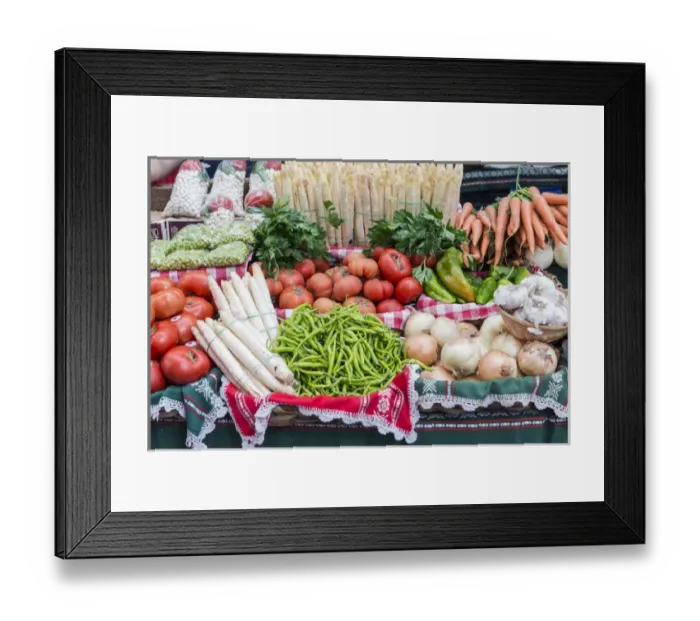 Framed Print : Spain, San Sebastion, Vegetales for Sale at Farmers Market