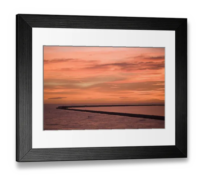 Framed Print : RM. Harbor sunset. Barcelona. Spain