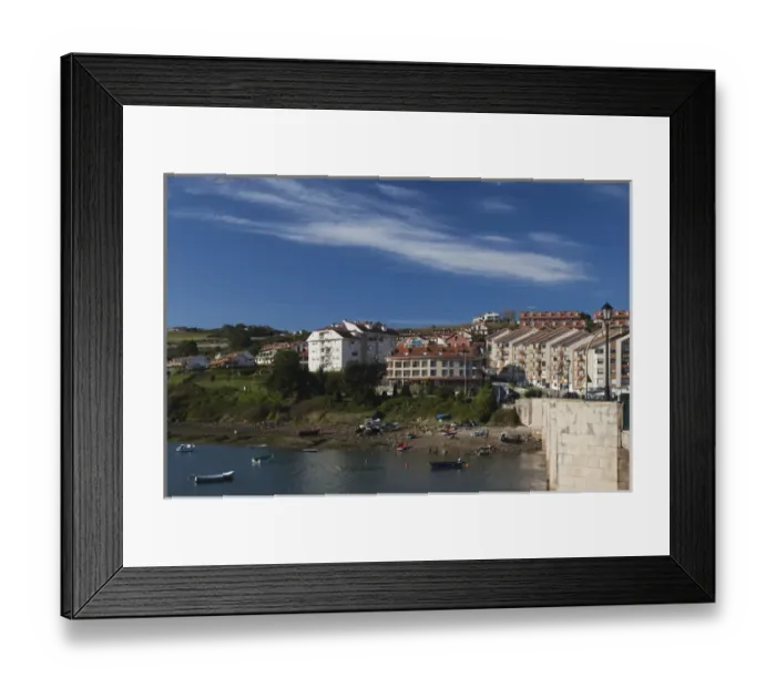 Framed Print : Spain, Cantabria Region, Cantabria Province, San Vicente de la Barquera, town view Framed Print : Spain, Cantabria Region, Cantabria Province, San Vicente de la Barquera, town view