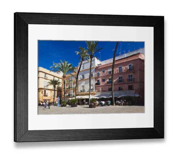 Framed Print : Spain, Andalucia Region, Cadiz Province, Cadiz, buildings on the Plaza de la Catedral