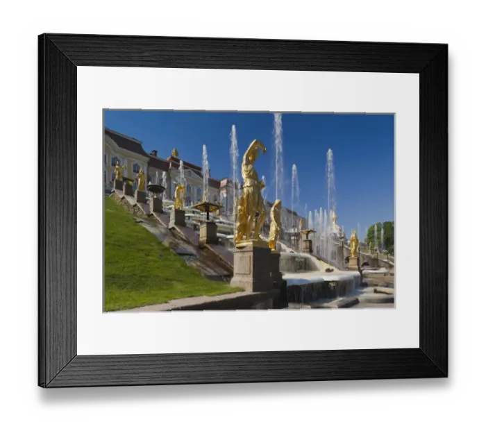 Framed Print : Russia, Saint Petersburg, Peterhof, Grand Cascade fountains Framed Print : Russia, Saint Petersburg, Peterhof, Grand Cascade fountains