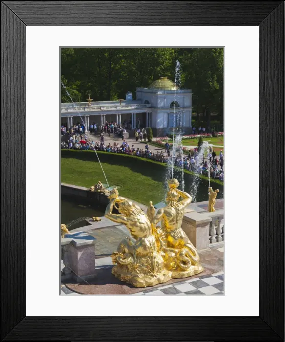 Framed Print : Russia, Saint Petersburg, Peterhof, Grand Cascade fountains Framed Print : Russia, Saint Petersburg, Peterhof, Grand Cascade fountains