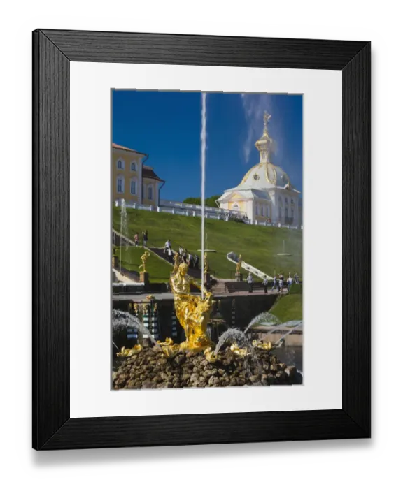 Framed Print : Russia, Saint Petersburg, Peterhof, Grand Cascade fountains Framed Print : Russia, Saint Petersburg, Peterhof, Grand Cascade fountains