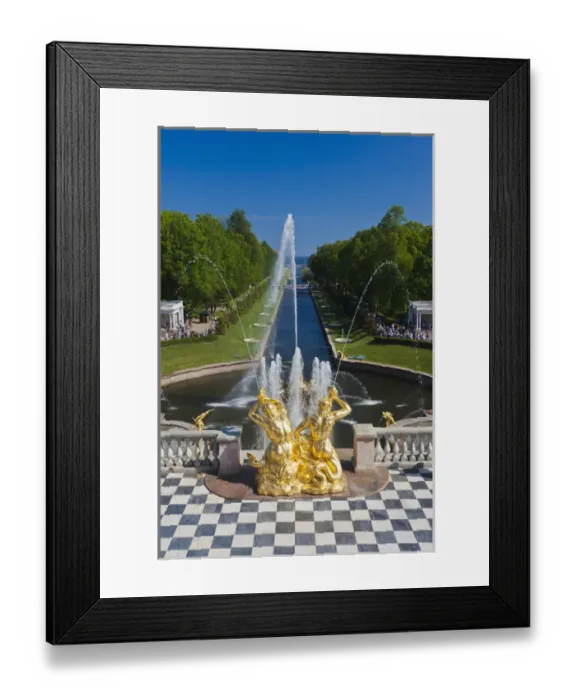 Framed Print : Russia, Saint Petersburg, Peterhof, Grand Cascade fountains
