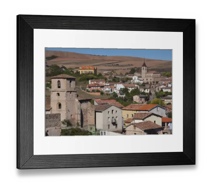 Framed Print : Spain, La Rioja Region, La Rioja Province, Villaverde, elevated town view