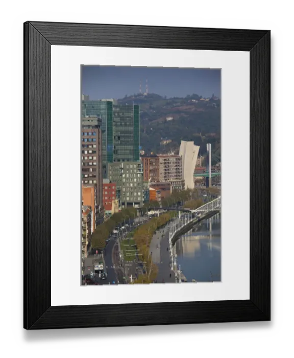 Framed Print : Spain, Basque Country Region, Vizcaya Province, Bilbao, elevated view of central