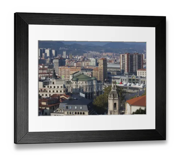 Framed Print : Spain, Basque Country Region, Vizcaya Province, Bilbao, elevated view of central Framed Print : Spain, Basque Country Region, Vizcaya Province, Bilbao, elevated view of central