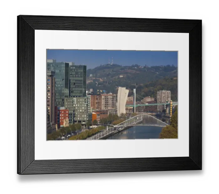 Framed Print : Spain, Basque Country Region, Vizcaya Province, Bilbao, elevated view of central Framed Print : Spain, Basque Country Region, Vizcaya Province, Bilbao, elevated view of central