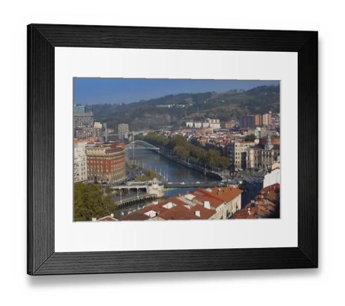 Framed Print : Spain, Basque Country Region, Vizcaya Province, Bilbao, elevated view of central Framed Print : Spain, Basque Country Region, Vizcaya Province, Bilbao, elevated view of central