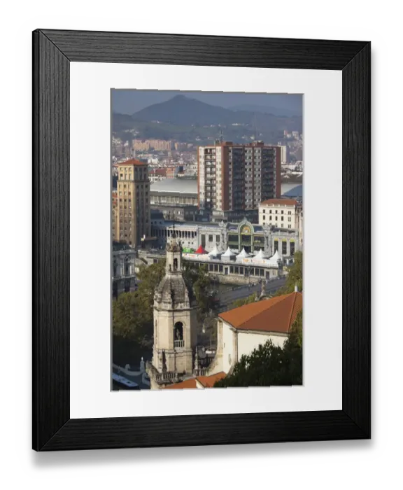 Framed Print : Spain, Basque Country Region, Vizcaya Province, Bilbao, elevated view of central Framed Print : Spain, Basque Country Region, Vizcaya Province, Bilbao, elevated view of central