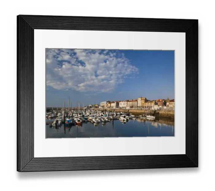 Framed Print : Spain, Asturias Region, Asturias Province, Gijon, Cimadevilla Old Town, harborfront