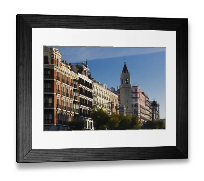 Framed Print : Spain, Madrid, Salamanca Area, buildings along Calle de Alcala, morning Framed Print : Spain, Madrid, Salamanca Area, buildings along Calle de Alcala, morning