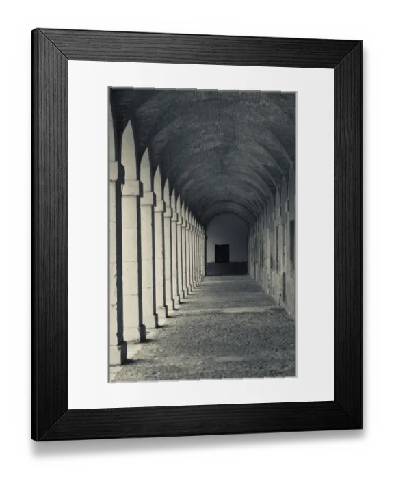 Framed Print : Spain, Madrid Region, Aranjuez, The Royal Palace at Aranjuez, arched walkway Framed Print : Spain, Madrid Region, Aranjuez, The Royal Palace at Aranjuez, arched walkway