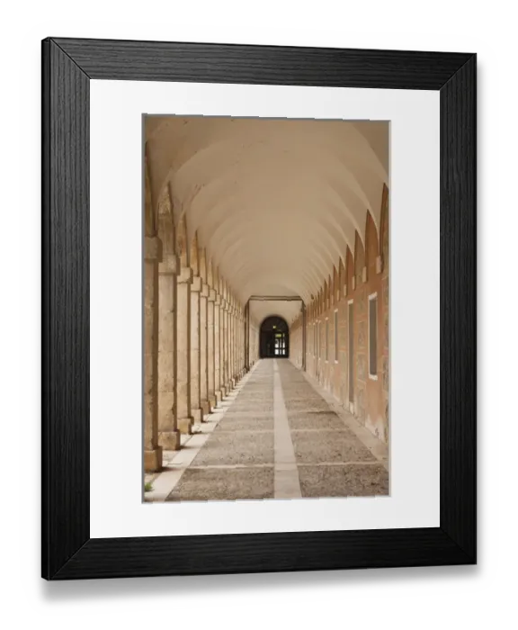 Framed Print : Spain, Madrid Region, Aranjuez, The Royal Palace at Aranjuez, arched walkway Framed Print : Spain, Madrid Region, Aranjuez, The Royal Palace at Aranjuez, arched walkway