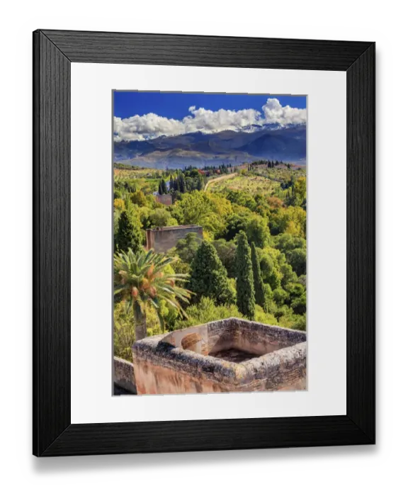 Framed Print : Alhambra Castle Tower Cityscape Churches Granada Andalusia Spain