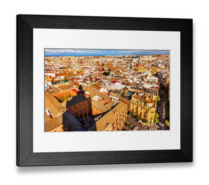 Framed Print : Cityscape, City View, from Giralda Spire, Bell Tower, Shadow, Seville Cathedral, Andalusia Spain Framed Print : Cityscape, City View, from Giralda Spire, Bell Tower, Shadow, Seville Cathedral, Andalusia Spain