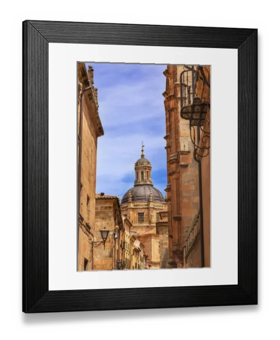 Framed Print : Stone Dome New Salamanca Cathedral Street Spain. New Cathedral was built from 1513 to 1733