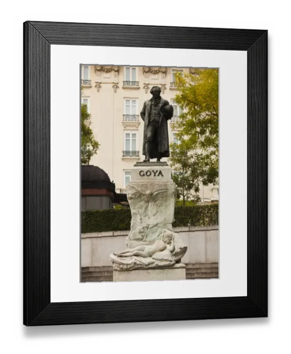 Framed Print : Spain, Madrid, Paseo del Prado Area, Museo del Prado museum, statue of the painter Framed Print : Spain, Madrid, Paseo del Prado Area, Museo del Prado museum, statue of the painter