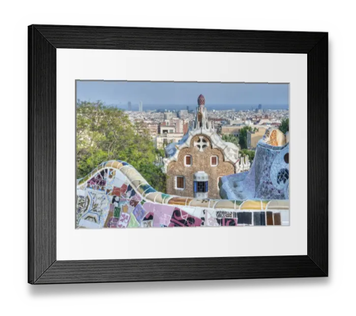 Framed Print : Europe, Spain, Catalonia, Barcelona, Park Guell Terrace Framed Print : Europe, Spain, Catalonia, Barcelona, Park Guell Terrace