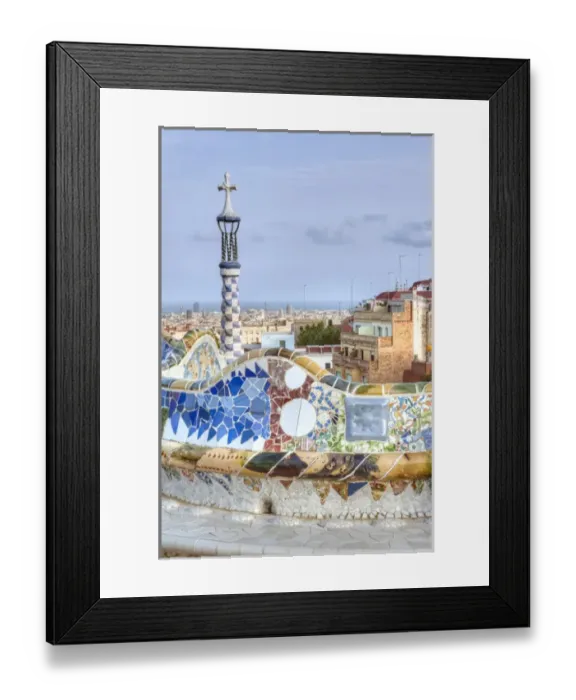 Framed Print : Europe, Spain, Catalonia, Barcelona, Park Guell Terrace Framed Print : Europe, Spain, Catalonia, Barcelona, Park Guell Terrace
