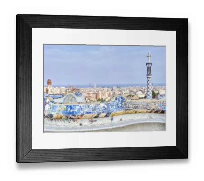 Framed Print : Europe, Spain, Catalonia, Barcelona, Park Guell Terrace Framed Print : Europe, Spain, Catalonia, Barcelona, Park Guell Terrace