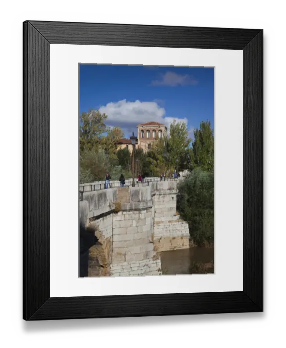 Framed Print : Spain, Castilla y Leon Region, Leon Province, Leon, Puente de San Marcos bridge