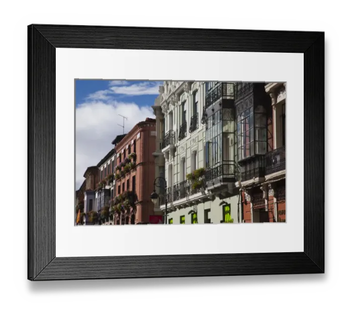Framed Print : Spain, Castilla y Leon Region, Leon Province, Leon, Barrio Gotico, building with Framed Print : Spain, Castilla y Leon Region, Leon Province, Leon, Barrio Gotico, building with