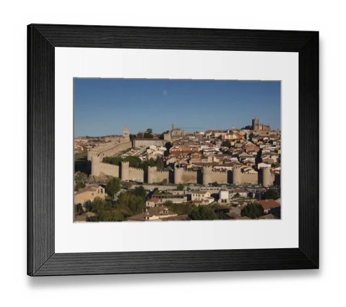 Framed Print : Spain, Castilla y Leon Region, Avila Province, Avila, Las Murallas, town walls, elevated view