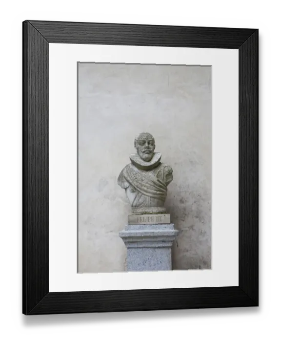Framed Print : Spain, Castilla y Leon Region, Segovia Province, Segovia, The Alcazar, bust of Spanish Framed Print : Spain, Castilla y Leon Region, Segovia Province, Segovia, The Alcazar, bust of Spanish