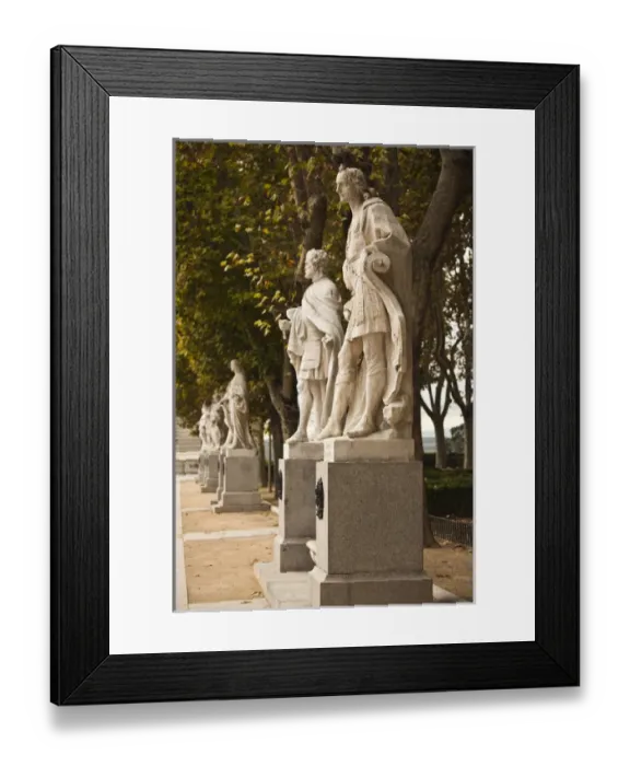 Framed Print : Spain, Madrid, Centro Area, Plaza de Oriente, statues of Spanish Kings by the Palacio Real Framed Print : Spain, Madrid, Centro Area, Plaza de Oriente, statues of Spanish Kings by the Palacio Real