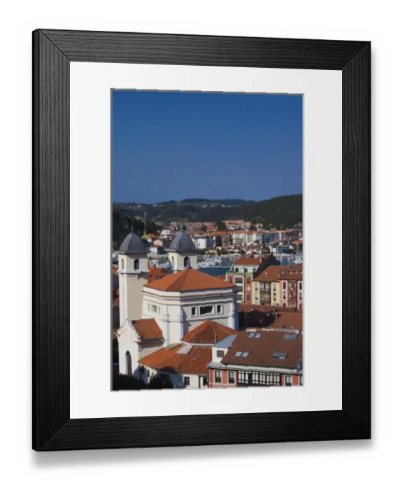 Framed Print : Spain, Asturias Region, Asturias Province, Ribadesella, elevated town view Framed Print : Spain, Asturias Region, Asturias Province, Ribadesella, elevated town view