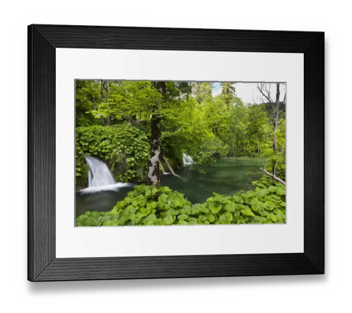 Framed Print : The Plitvice Lakes in the National Park Plitvicka Jezera in Croatia. The upper lakes