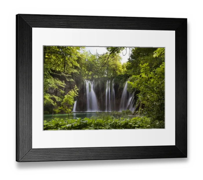 Framed Print : The Plitvice Lakes in the National Park Plitvicka Jezera in Croatia. The upper lakes