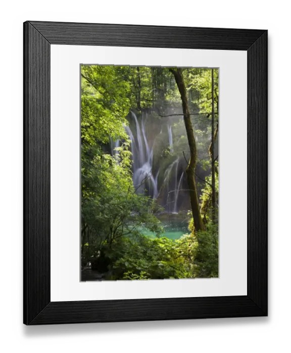 Framed Print : The Plitvice Lakes in the National Park Plitvicka Jezera in Croatia. The upper lakes