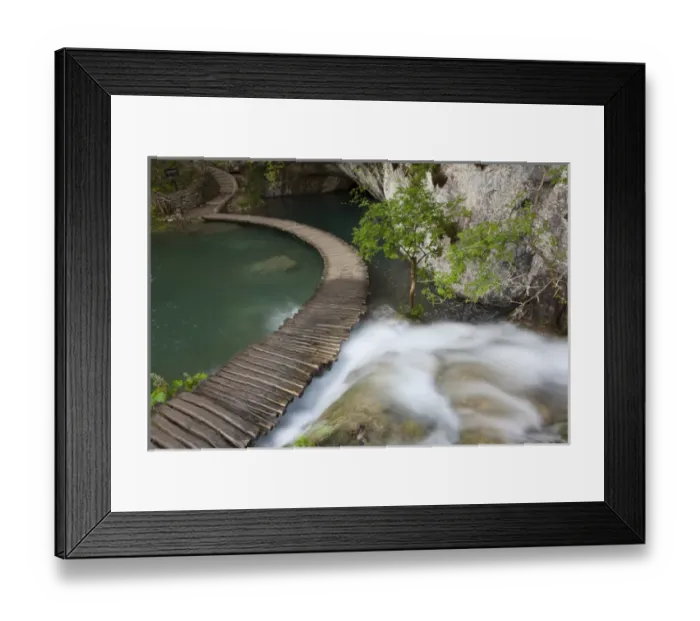 Framed Print : The Plitvice Lakes in the National Park Plitvicka Jezera in Croatia. Typical plank path Framed Print : The Plitvice Lakes in the National Park Plitvicka Jezera in Croatia. Typical plank path