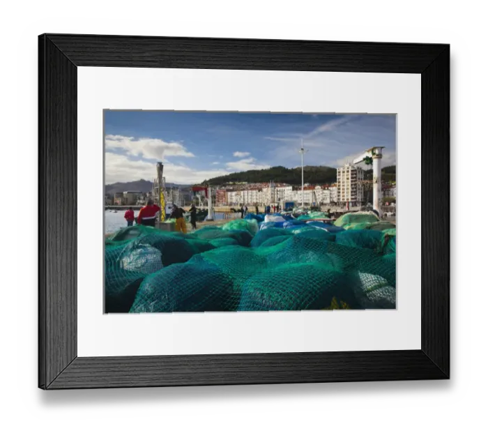 Framed Print : Spain, Cantabria Region, Cantabria Province, Castro-Urdiales, view of town and harbor Framed Print : Spain, Cantabria Region, Cantabria Province, Castro-Urdiales, view of town and harbor
