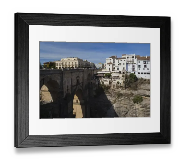 Framed Print : Spain, Andalucia Region, Malaga Province, Ronda, town with Puente Nuevo bridge