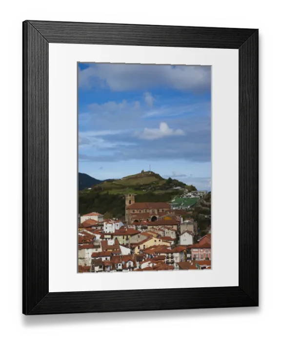 Framed Print : Spain, Cantabria Region, Cantabria Province, Laredo, elevated view of old town Framed Print : Spain, Cantabria Region, Cantabria Province, Laredo, elevated view of old town