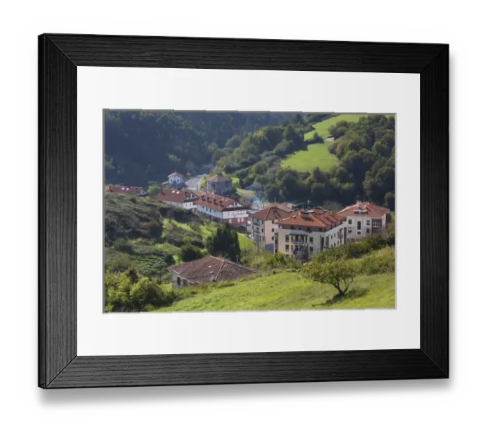 Framed Print : Spain, Basque Country Region, Vizcaya Province, Ibarrangelu, coastal town view Framed Print : Spain, Basque Country Region, Vizcaya Province, Ibarrangelu, coastal town view