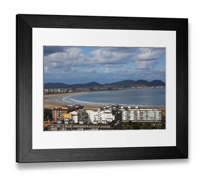 Framed Print : Spain, Cantabria Region, Cantabria Province, Laredo, elevated view of beach town Framed Print : Spain, Cantabria Region, Cantabria Province, Laredo, elevated view of beach town