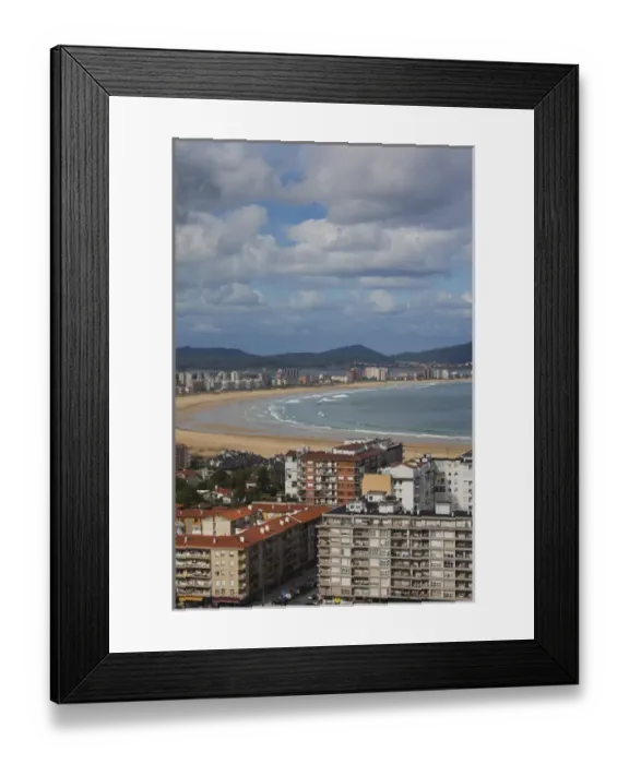 Framed Print : Spain, Cantabria Region, Cantabria Province, Laredo, elevated view of beach town Framed Print : Spain, Cantabria Region, Cantabria Province, Laredo, elevated view of beach town