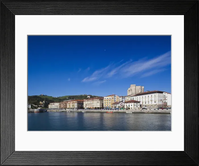 Framed Print : Spain, Basque Country Region, Guipuzcoa Province, Zumaia, waterfront view of town Framed Print : Spain, Basque Country Region, Guipuzcoa Province, Zumaia, waterfront view of town