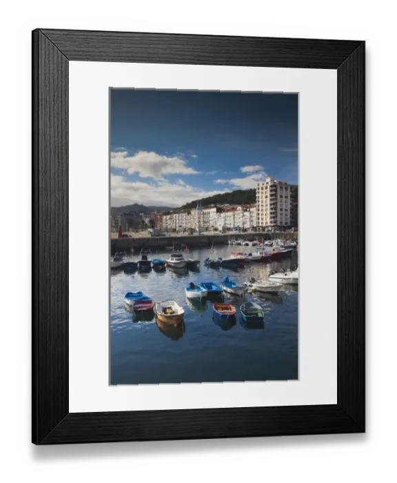 Framed Print : Spain, Cantabria Region, Cantabria Province, Castro-Urdiales, view of town and harbor Framed Print : Spain, Cantabria Region, Cantabria Province, Castro-Urdiales, view of town and harbor