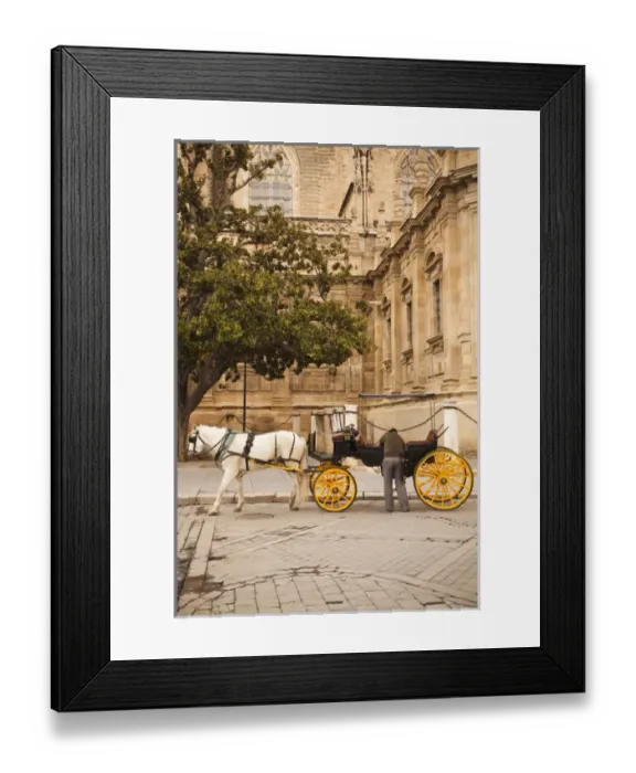 Framed Print : Spain, Andalucia Region, Seville Province, Seville, Horse carriage, Plaza del Triunfo Framed Print : Spain, Andalucia Region, Seville Province, Seville, Horse carriage, Plaza del Triunfo