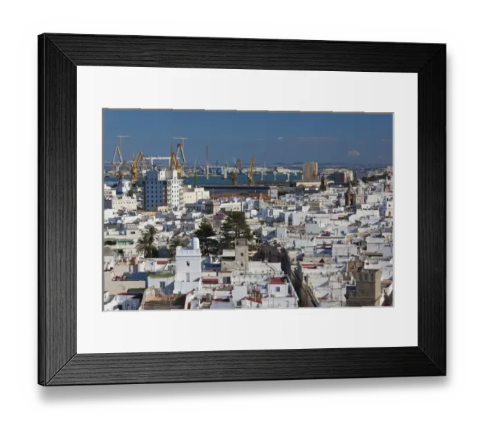 Framed Print : Spain, Andalucia Region, Cadiz Province, Cadiz, elevated city view from the Torre