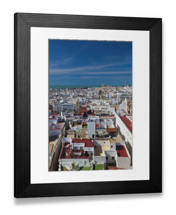 Framed Print : Spain, Andalucia Region, Cadiz Province, Cadiz, elevated city view from the Torre