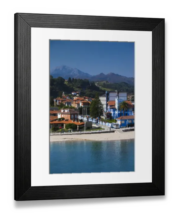 Framed Print : Spain, Asturias Region, Asturias Province, Ribadesella, vacation homes by Playa de