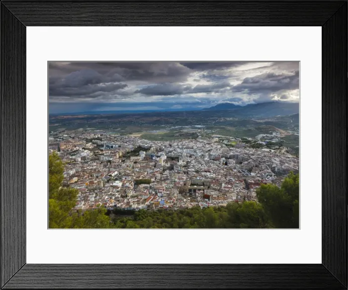 Framed Print : Spain, Andalucia Region, Jaen Province, Jaen, elevated city view from the Cerro de Framed Print : Spain, Andalucia Region, Jaen Province, Jaen, elevated city view from the Cerro de
