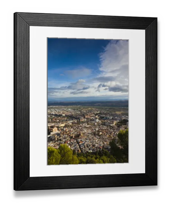 Framed Print : Spain, Andalucia Region, Jaen Province, Jaen, elevated city view from the Cerro de Framed Print : Spain, Andalucia Region, Jaen Province, Jaen, elevated city view from the Cerro de