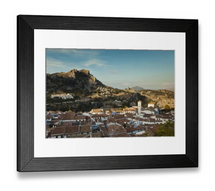 Framed Print : Spain, Andalucia Region, Cadiz Province, Grazalema, elevated view of an Andalucian white village Framed Print : Spain, Andalucia Region, Cadiz Province, Grazalema, elevated view of an Andalucian white village
